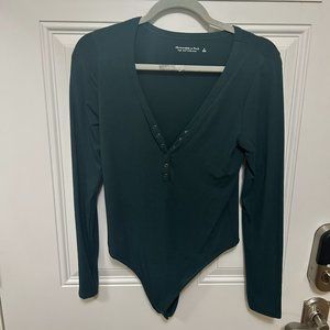 Abercrombie Forest Green Long Sleeve with Snaps Bodysuit